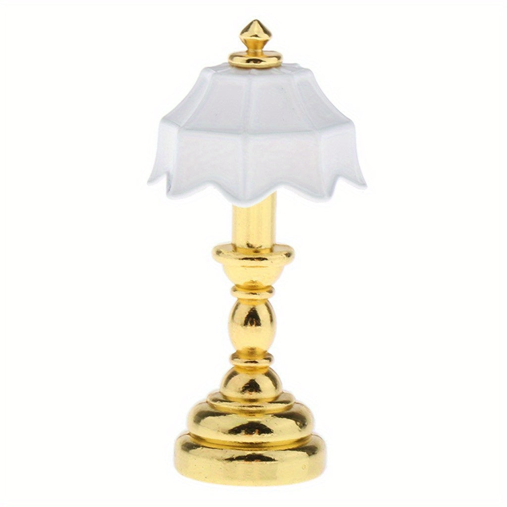 1:12 Scale Metal Table Lamp Vintage Style Bedside Replica for Dollhouse