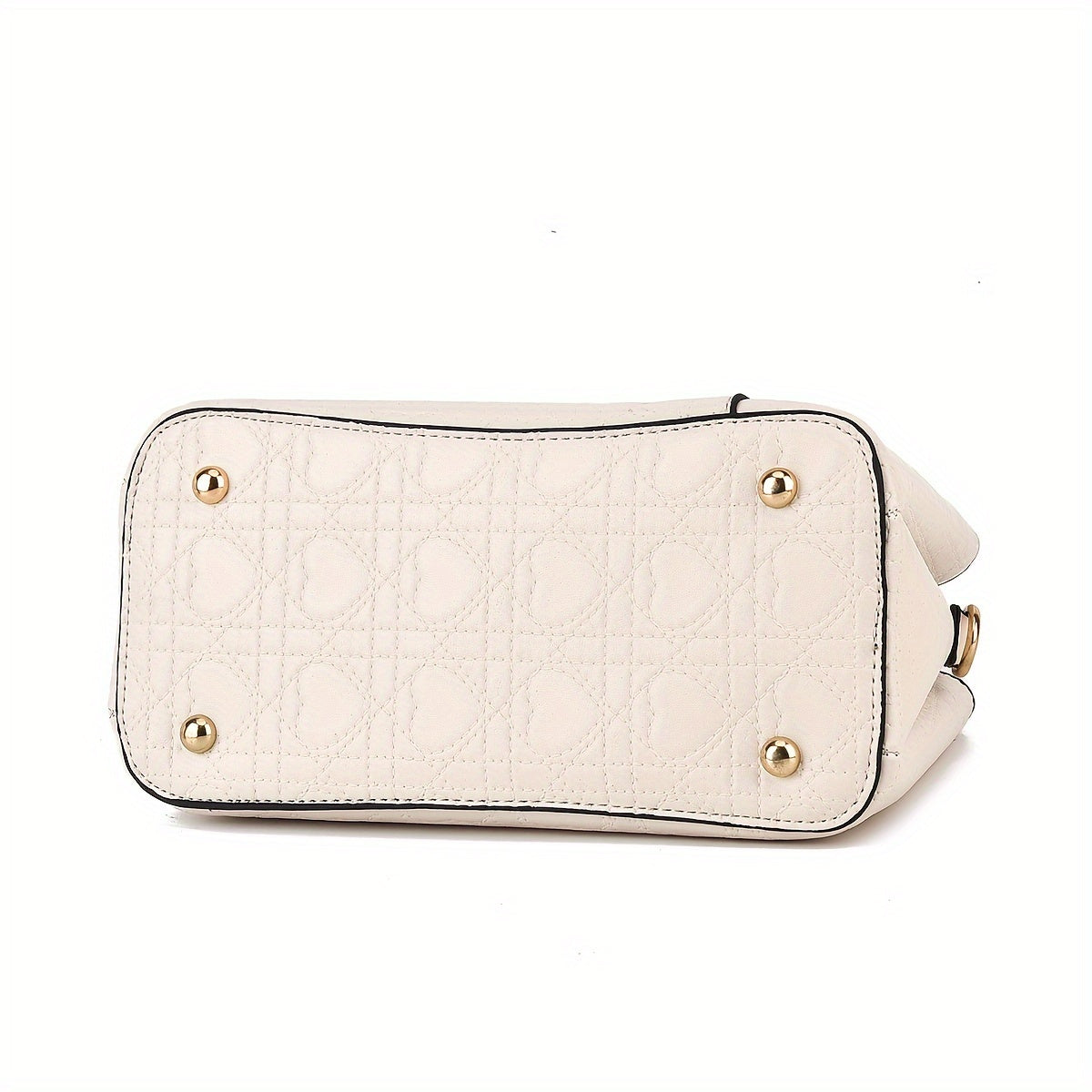 Heart Pattern PU Handbag with Zip Closure for Daily Commute