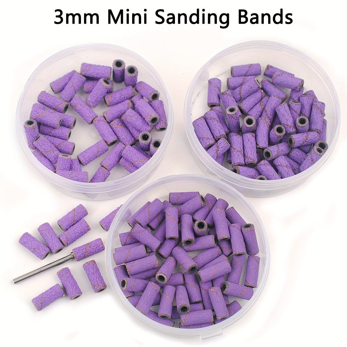 Purple 50pcs 3mm Nail Sanding Bands + 1pcs Mandrel Manicure Pedicure