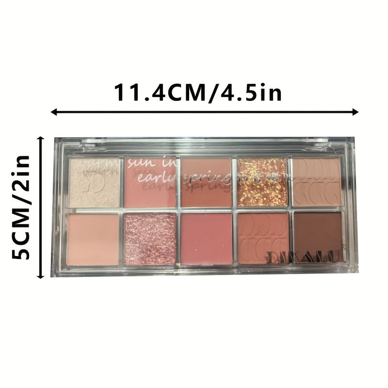 DIKALU 10 Peach Eyeshadow Palette Matte & Shimmer Finishes