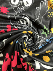  Graffiti Print Tapered Leg Pants