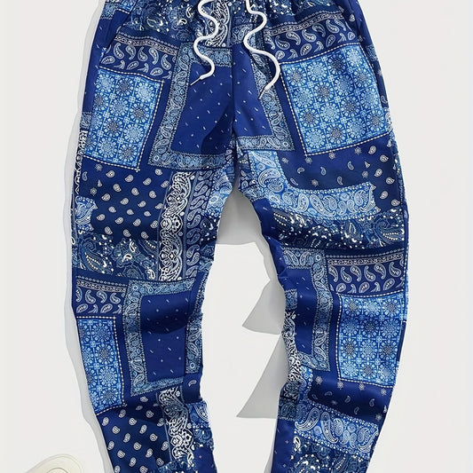 Paisley Bandana Pattern Drawstring Sweatpants Loose Fit Pants