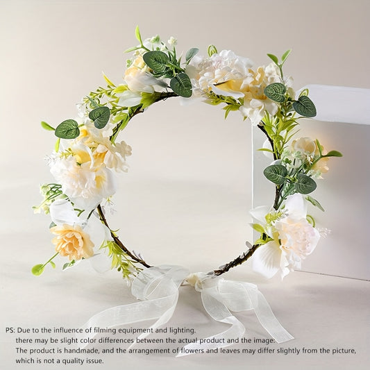 Floral Headband Wedding Hair Accessory Greenery Crown Bridal Photo Shoots