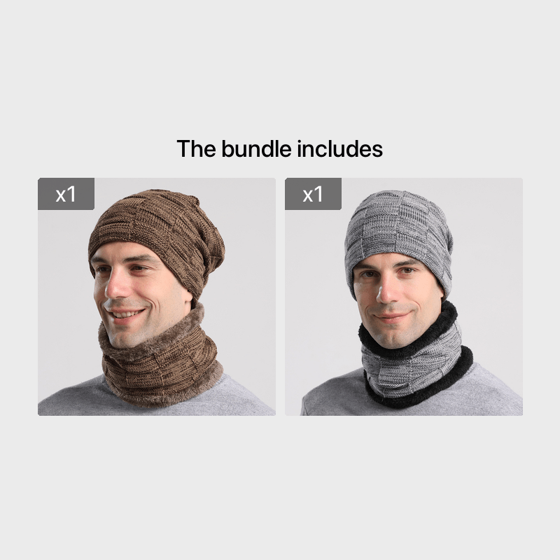Winter Beanie Scarf Set Warm Knitted Hat & Neck Warmer
