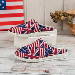 Women's Star & Striped Pattern Mule Sneakers Casual Slip On Canvas Shoes