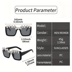 Y2K Square Sunglasses Rhinestone Costume Party Glasses UV400
