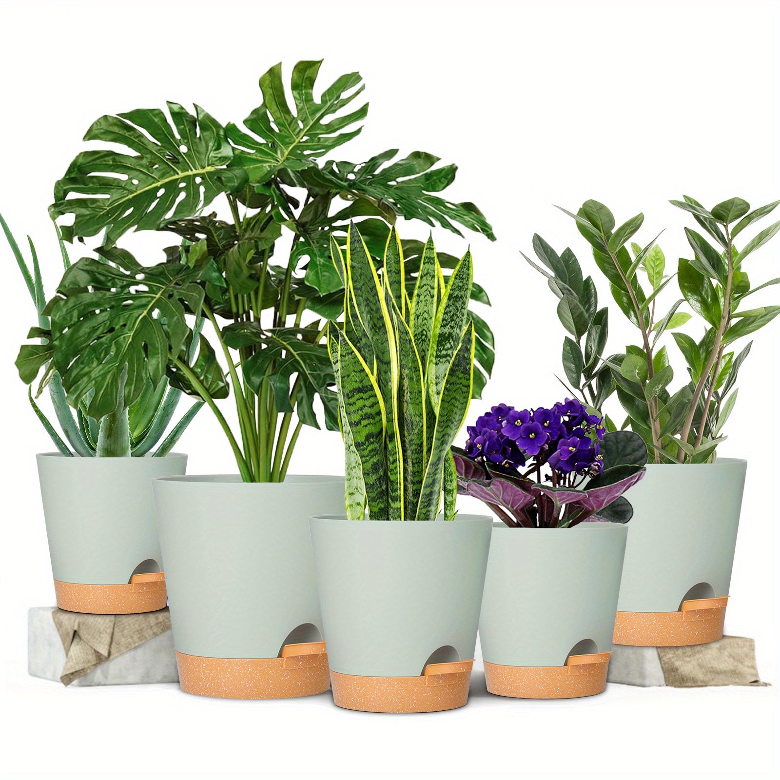 GARDIFE 5pcs Self Watering Planters Plastic Flower Pots - Various Sizes