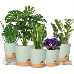 GARDIFE 5pcs Self Watering Planters Plastic Flower Pots - Various Sizes