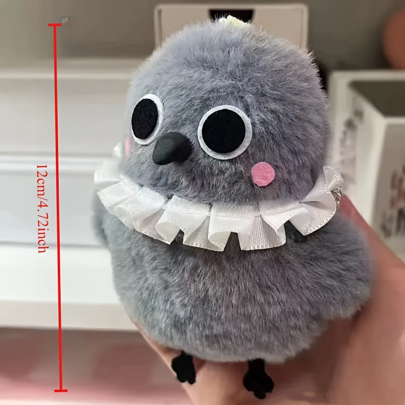 5pcs 12cm Gray Powder Blusher Small Crow Plush Toys Backpack Hook Key Chain