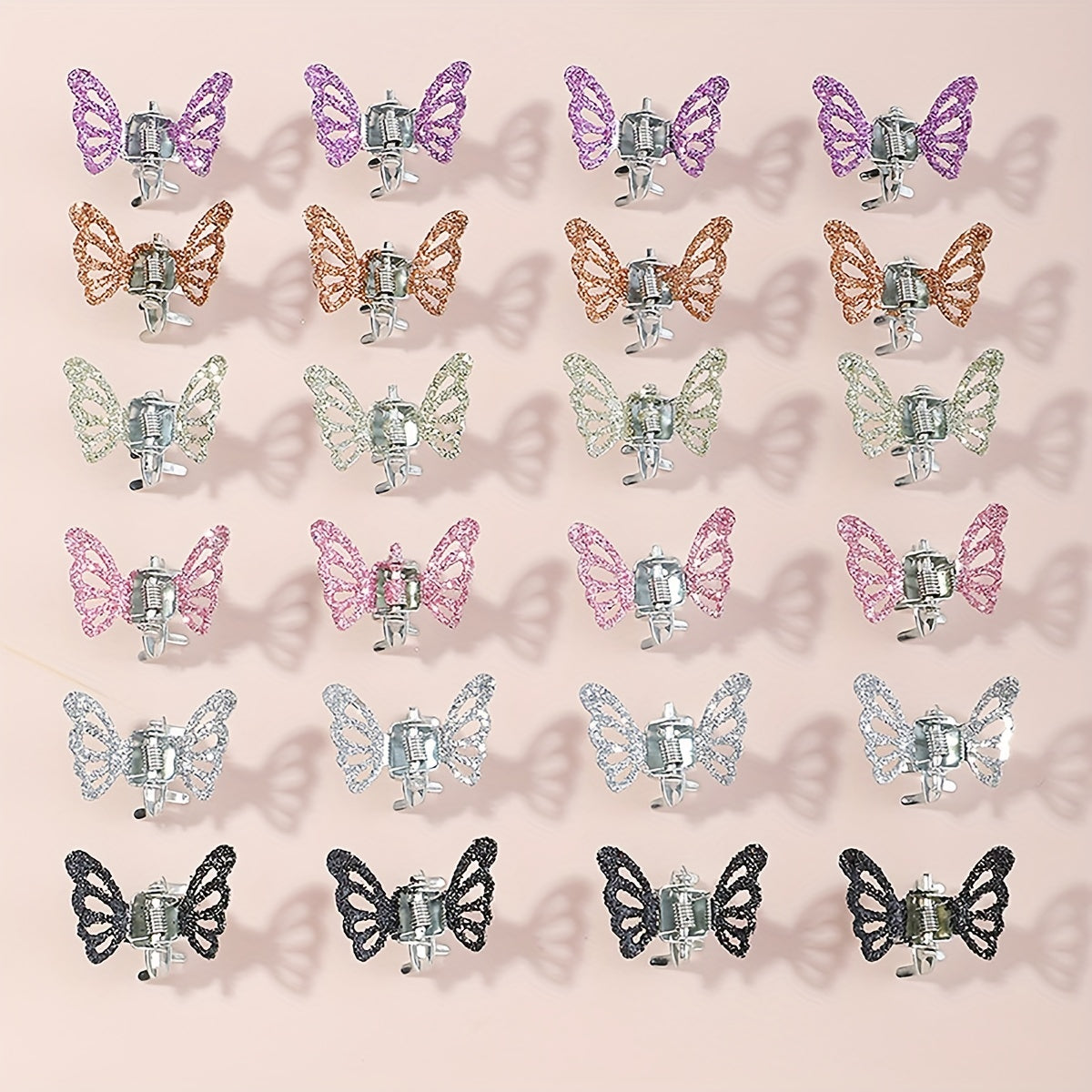 Rhinestone Butterfly Mini Hair Claw for Women Girls Sweet Hair Accessories