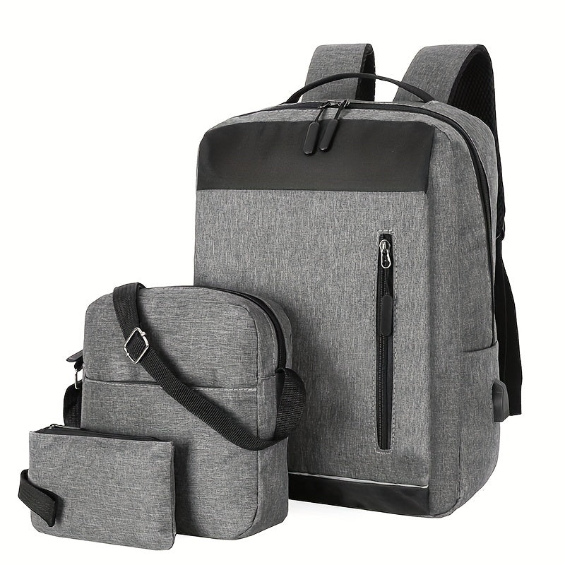 3pcs Large Capacity Backpack Crossbody Bag Clutch Purse Set