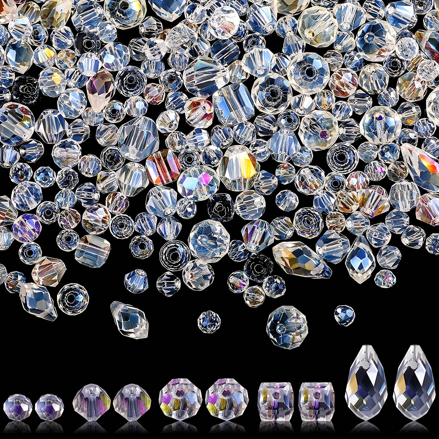 100 Crystal Light AB Rondelle Beads Gems Clear Glass Beads Crafts