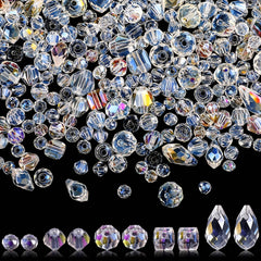 100 Crystal Light AB Rondelle Beads Gems Clear Glass Beads Crafts