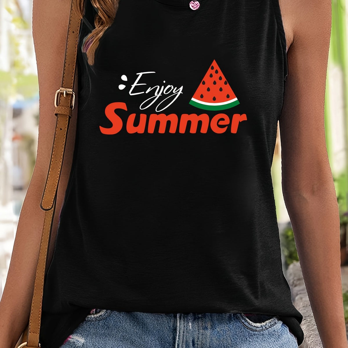 Watermelon & Letter Pattern Sports Vest Sleeveless Top