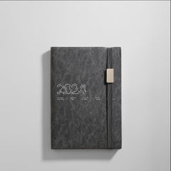 English Schedule Book Planner Faux Leather Daily Record Book
