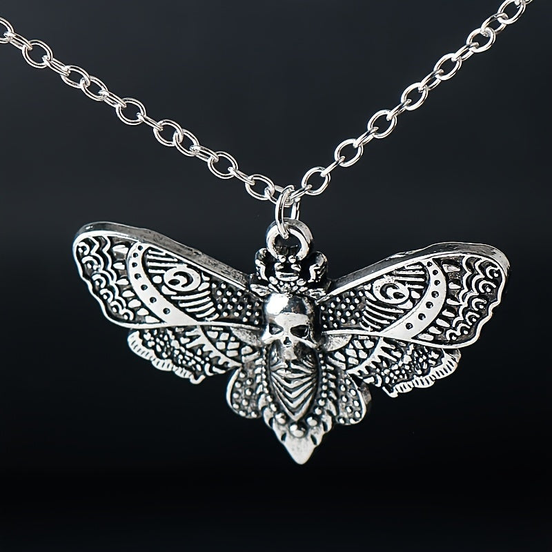 Skull Moth Pendant Necklace Punk Style Jewelry Men