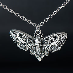 Skull Moth Pendant Necklace Punk Style Jewelry Men