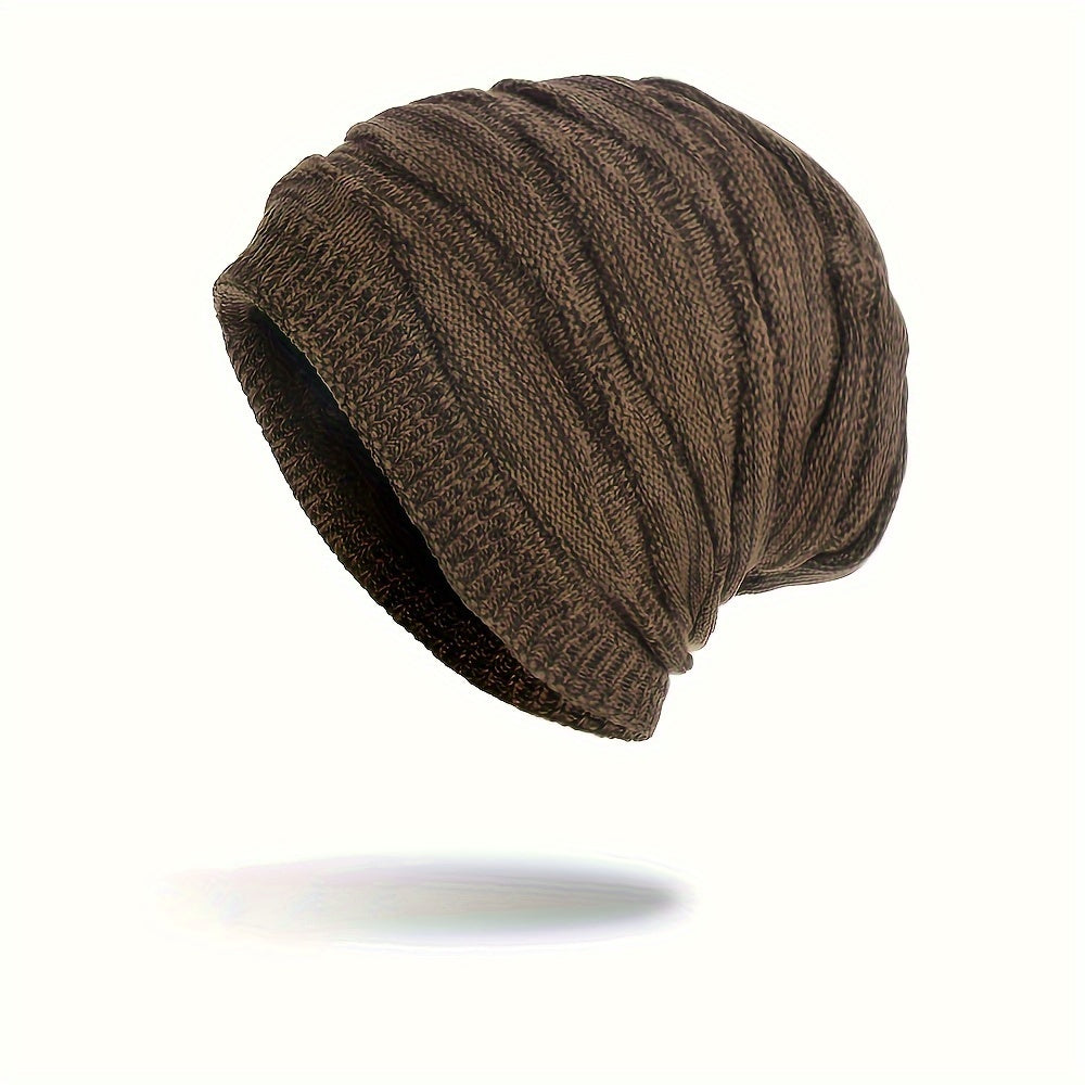 Winter Knitted Velvet Beanie Hat Warm Outdoor Pullover Cap