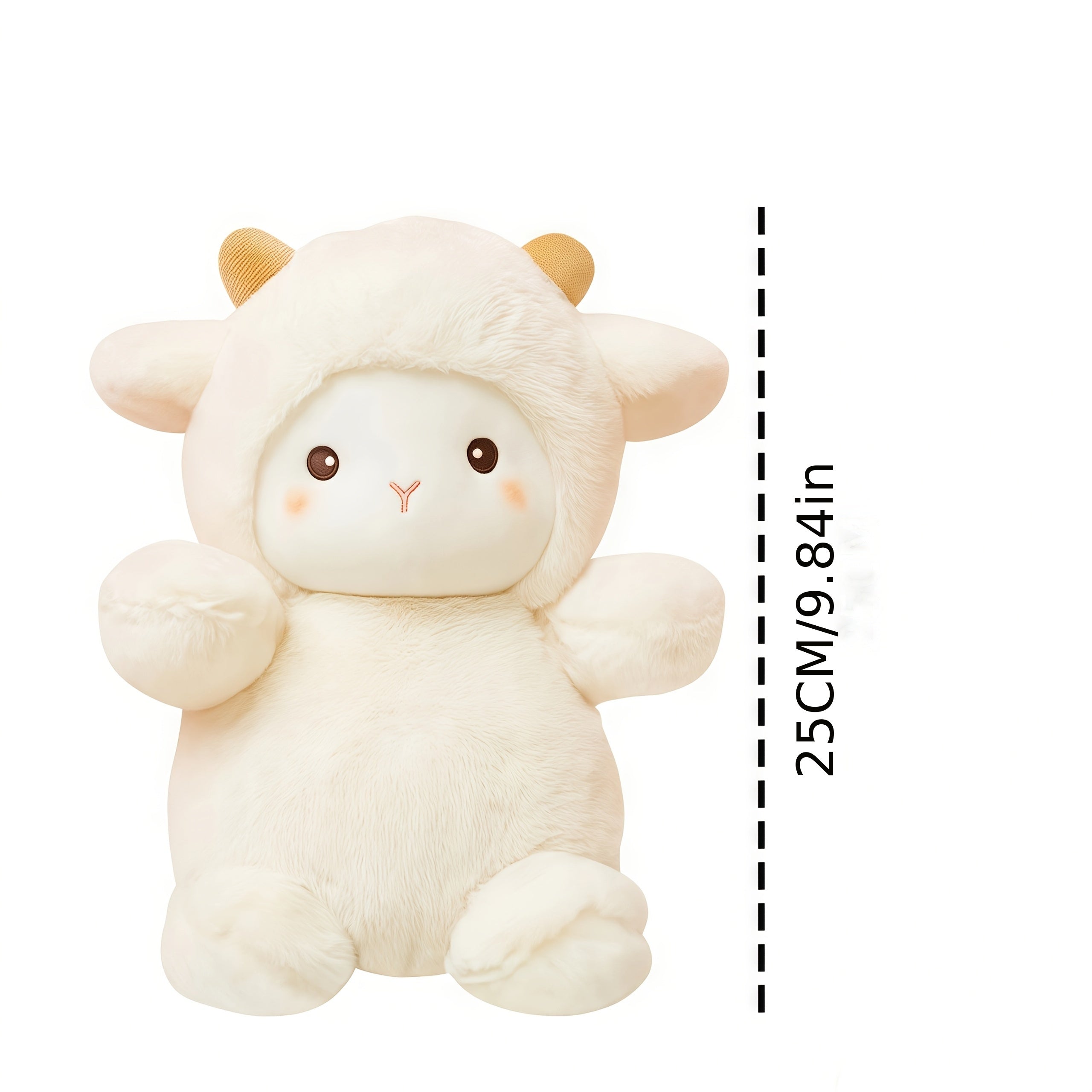 JIAJCHUF Plush Sheep Stuffed Animal Soft Fluffy Beige Lamb Brown Ears