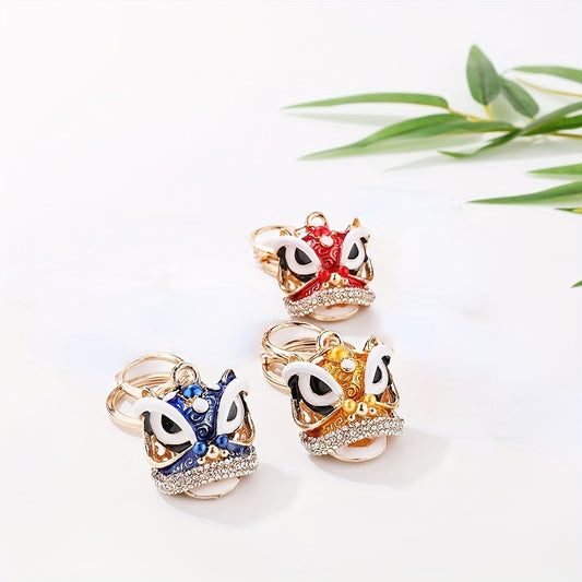 Chinese Style Dragon Shaped Key Chain Pendant, Artificial Diamond Car Key Ring