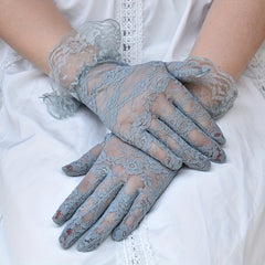 Floral Lace Ruffle Short Gloves Solid Decorative Dress Accessories