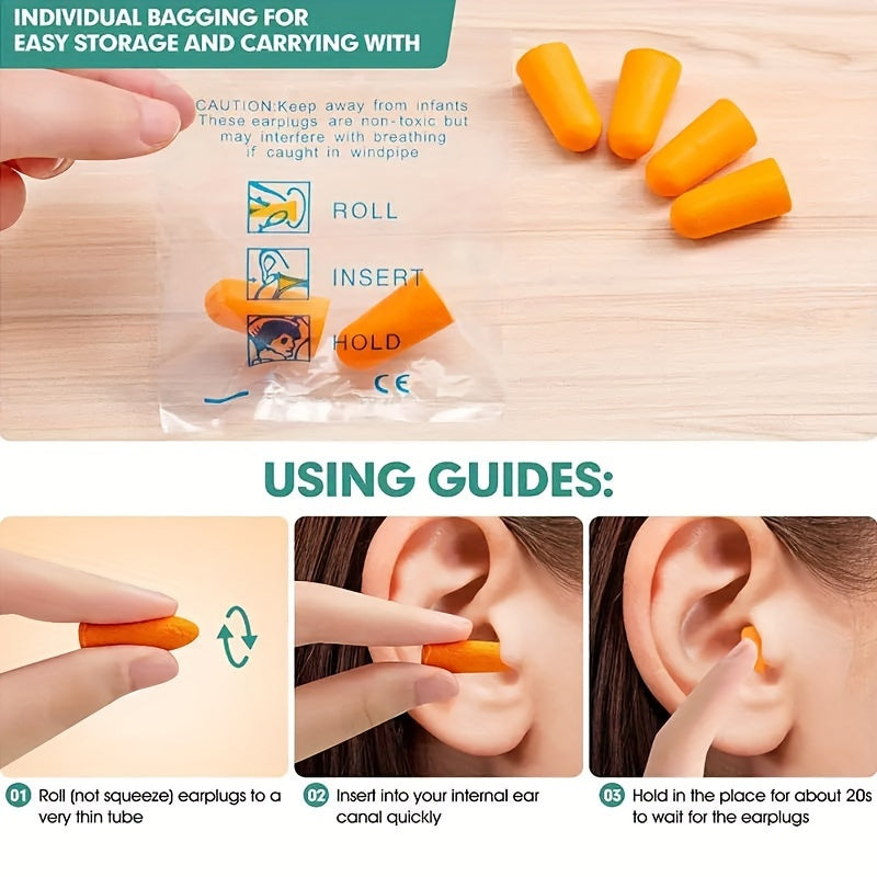 Noise Cancelling Foam Ear Plugs for Silent Sleep & Study