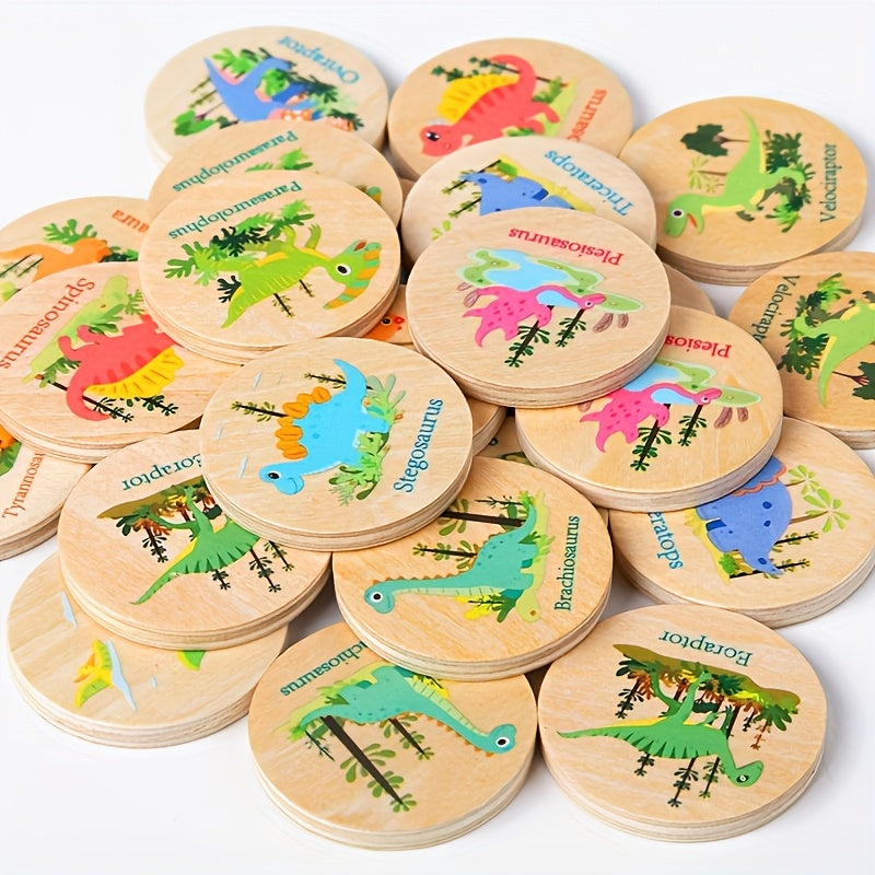 Wooden Dinosaur Memory Matching Game - Fun Toy for Kids