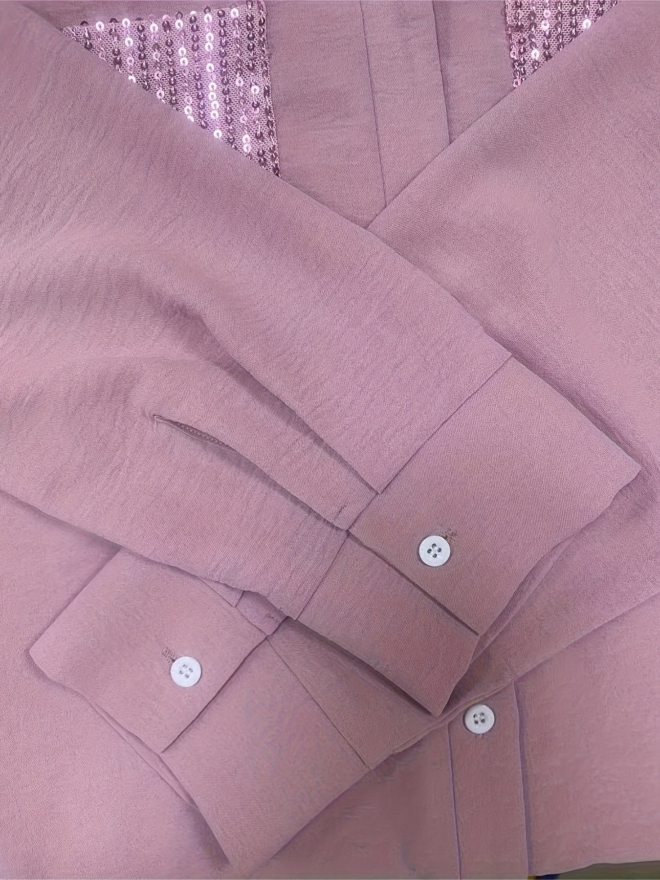  Women's Sequin Decor Long Sleeve Blouse