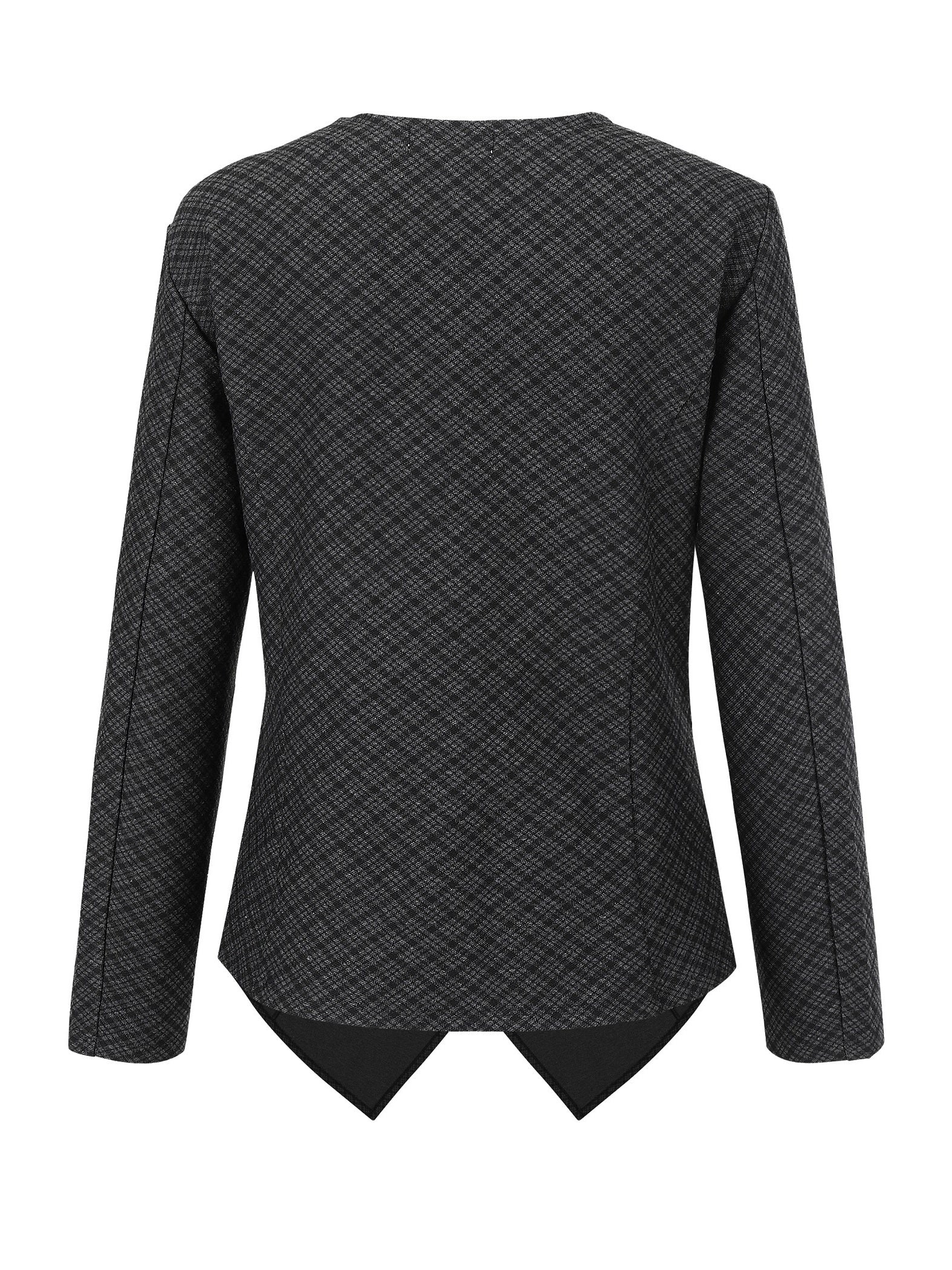 Plaid Print Casual Open Front Long Sleeve Jacket