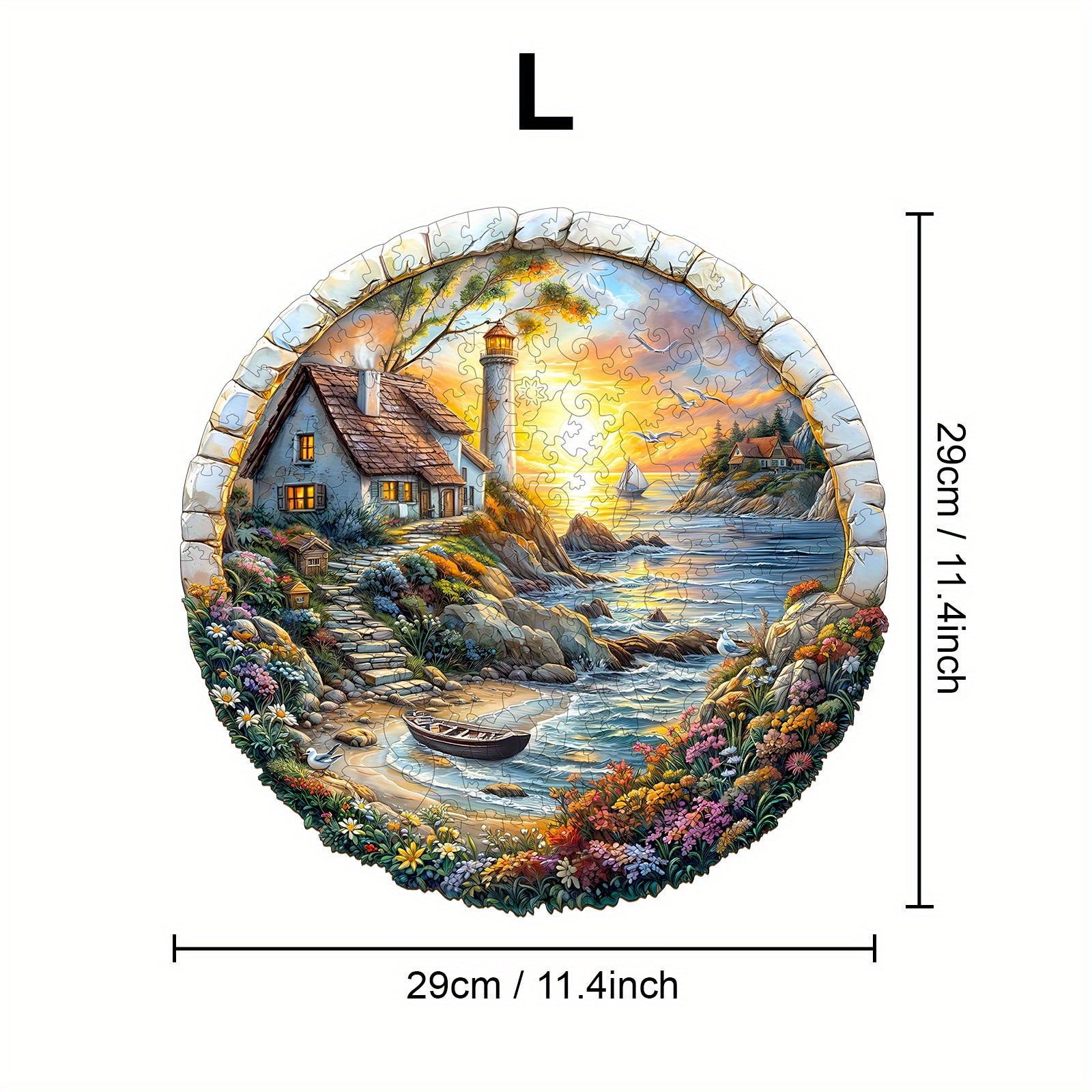 Coastal Sunset Wooden Jigsaw Puzzle - Unique Irregular Shape Brain Teaser