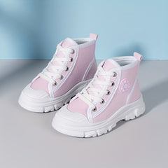 Girls High Top Canvas Sneakers Casual Anti skid Lace up Shoes