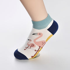 5 Pairs Flamingo Print Short Socks Women's Stocking