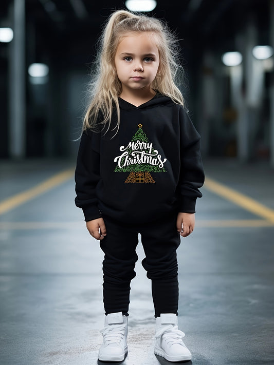 Girls 2pc Christmas Tree Hooded Sweatshirt & Sweatpants Set