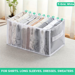 Jeans Closet Shelf Organizer 7 Grid Mesh Foldable Drawer Storage Box