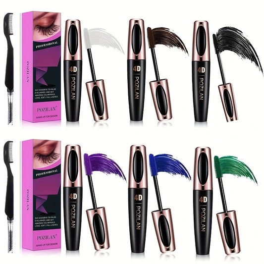 6 Colors Waterproof Mascara With Comb Set Lengthening Thickening