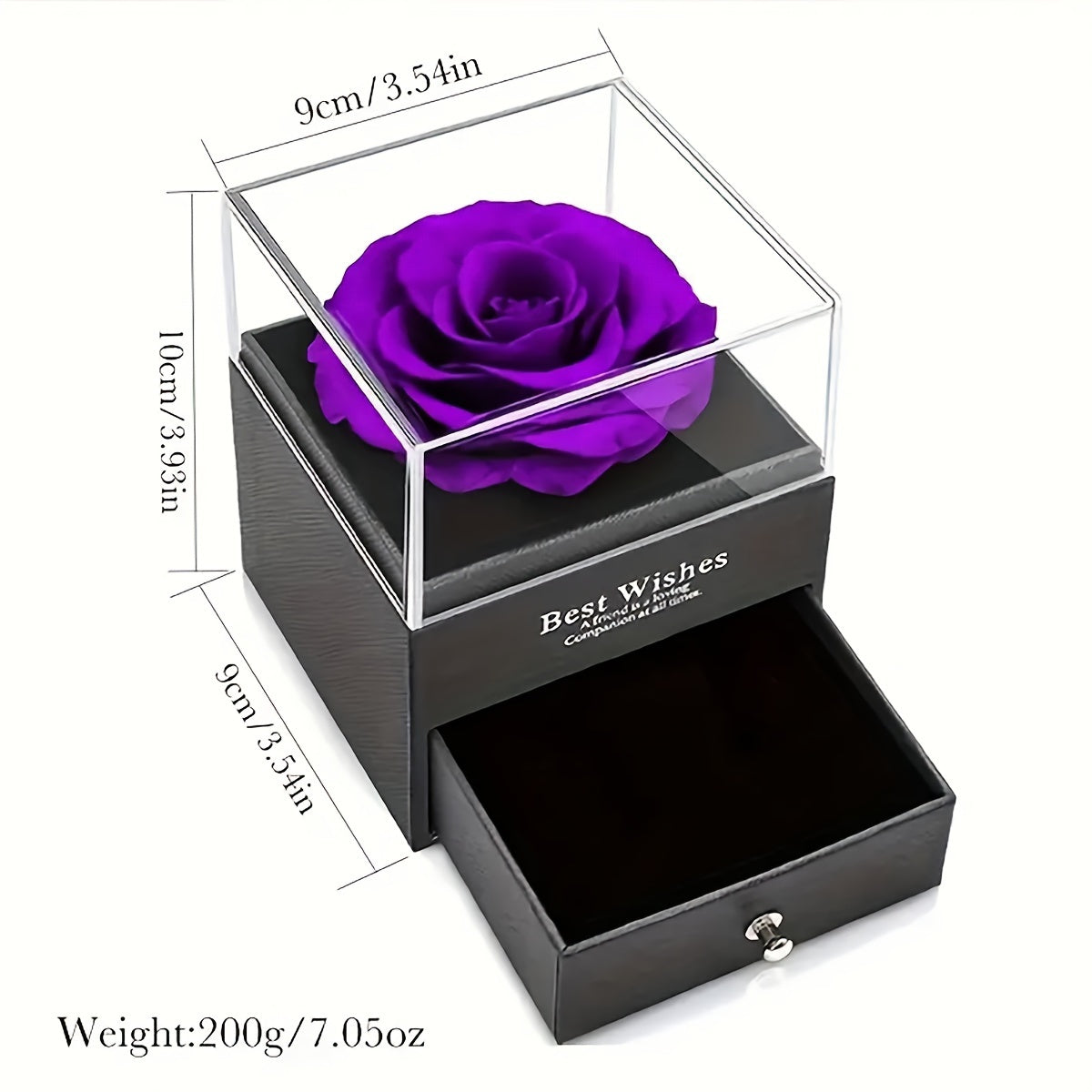 Purple Rose Gift Set with Heart Necklace & Earrings