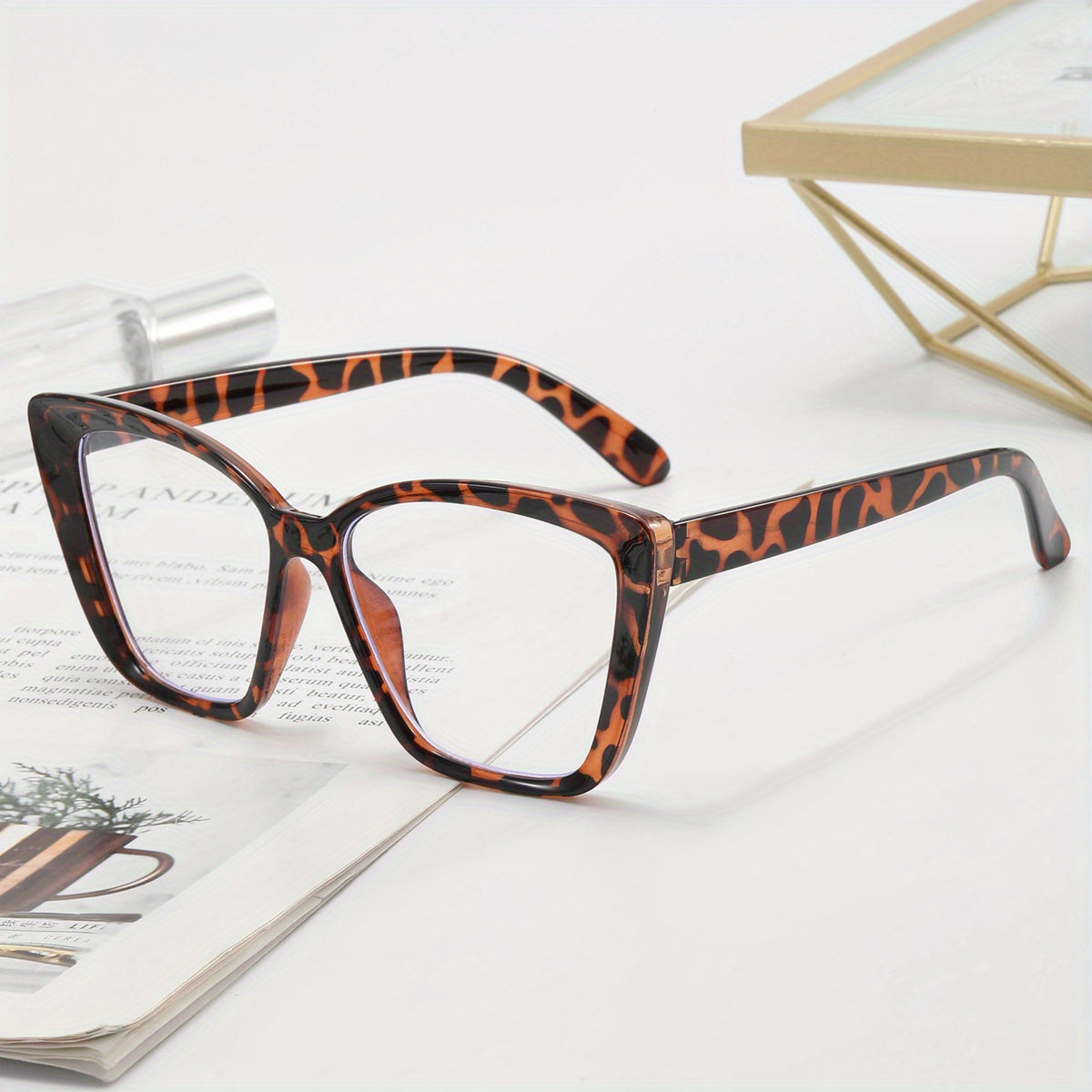 Cat Eye Clear Lens Glasses For Women Men Anti Light Jelly Frame