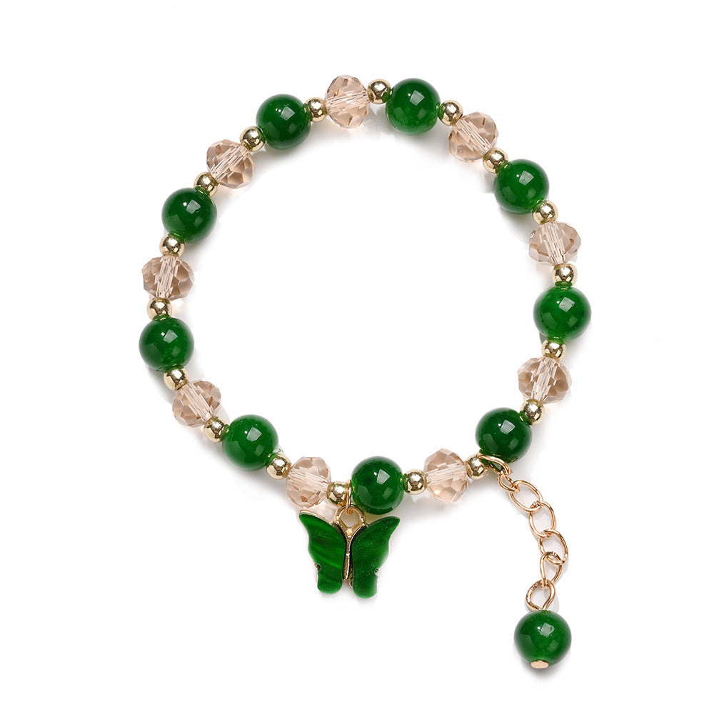 Beaded Butterfly Charm Bracelet Glass Sweet Jewelry Gift Yoga Meditation