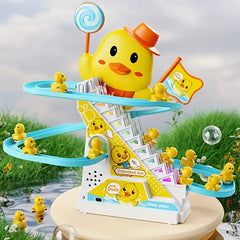 Yellow Duck Slide & Climb Track Toy Set with Music & Lighting for Youngsters