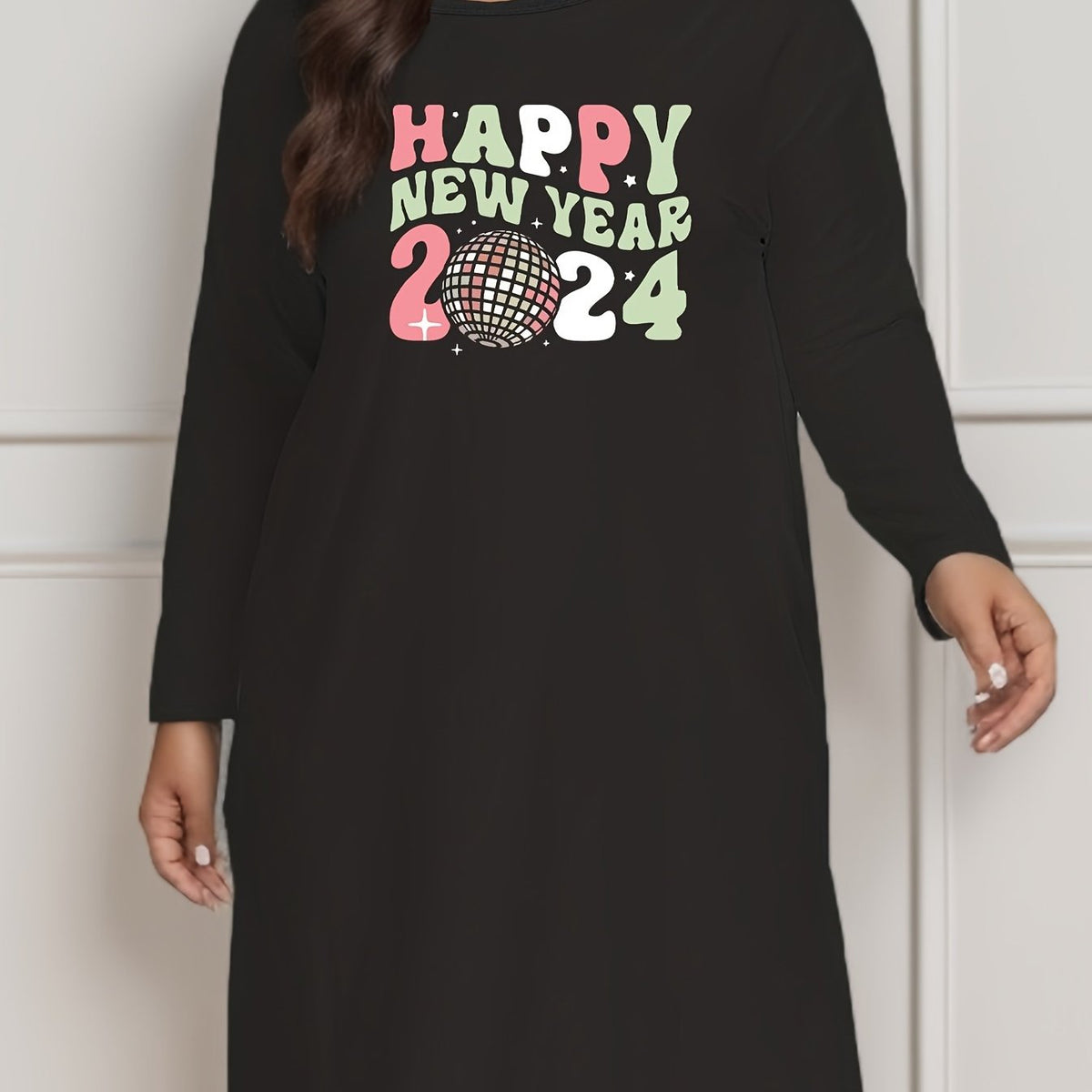 Women's Casual Lounge Dress with Slogan Print