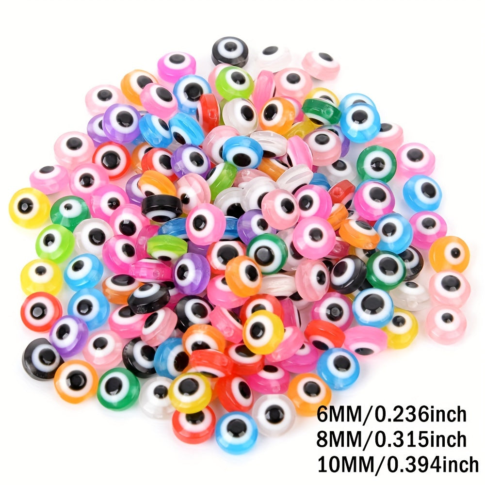 50-100pcs Evil Eye Beads Oval Spacer Resin DIY Charms for Jewelry Making