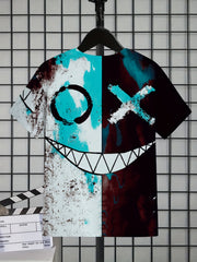 Boys Colorful Graffiti Face T Shirt Short Sleeve Tee