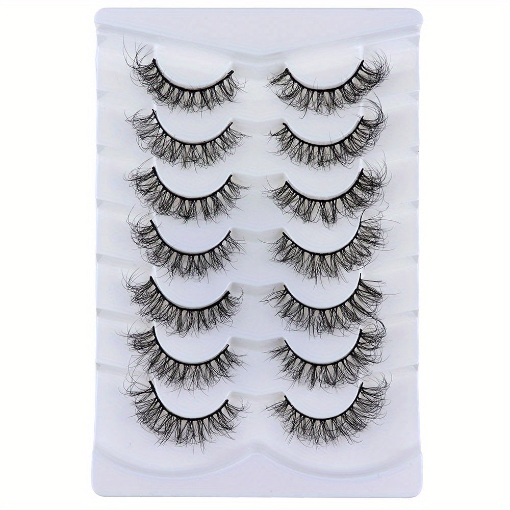 7 Pairs Faux Mink False Eyelashes Long Lasting Fluffy Volume Lashes