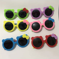 2pcs Solid Bowknot Hairband & Little Ear Sunglasses Set for Kids