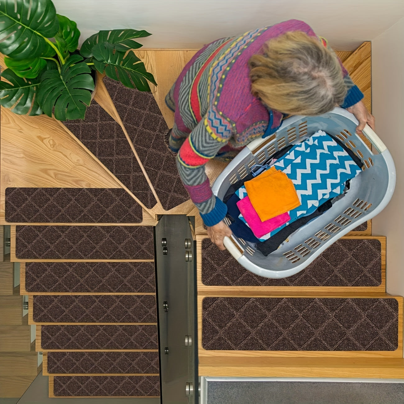 7pcs Non Slip Stair Treads Carpet Rugs Anti Moving Indoor Safety 20 X 76