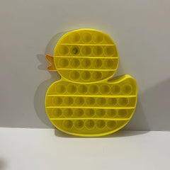 Yellow Silicone Duck Shaped Pop Bubble Fidget Toy for Anxiety Reduction