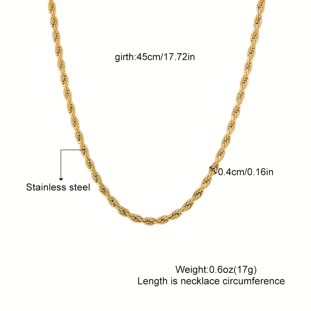 Stainless Steel Twist Chain Necklace Unisex Neck Jewelry