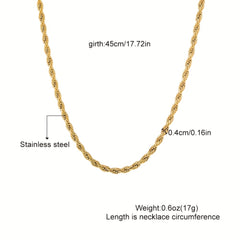 Stainless Steel Twist Chain Necklace Unisex Neck Jewelry