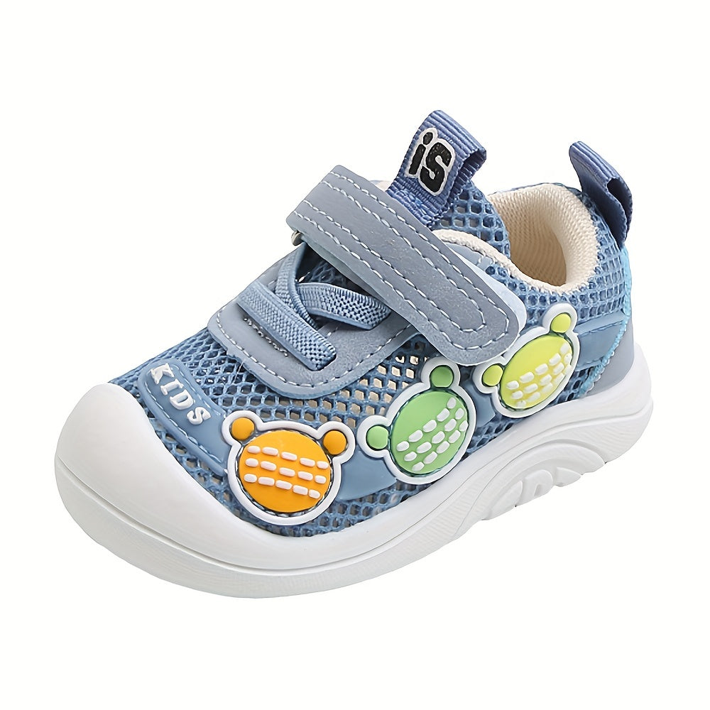 Baby Girls Bear Slip On Mesh Sneakers, Breathable, No Tie, Outdoor Shoes
