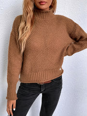  Solid High Neck Stretch Jumper